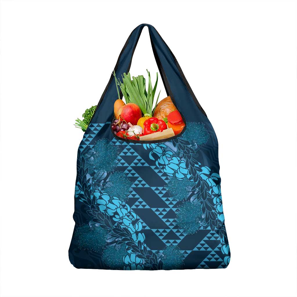 Naval Night Aloha Hawaii Grocery Bag Hawaiian Kakau Ohia Lehua Lei - Polynesian Pride