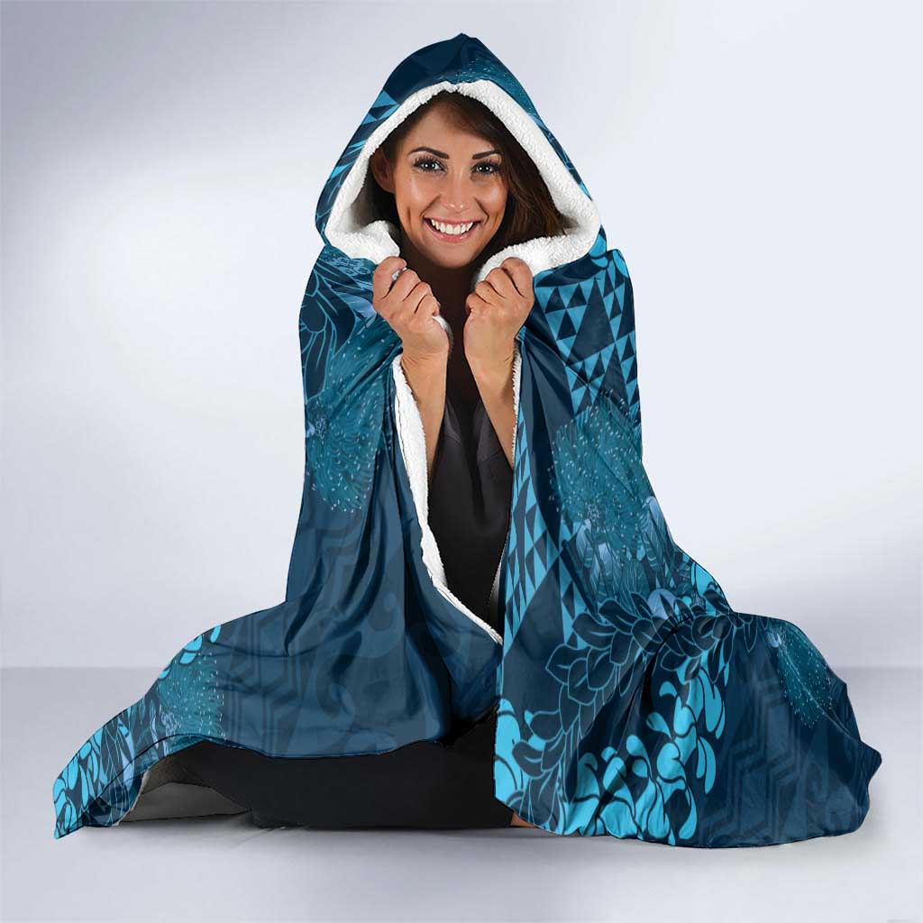 Naval Night Aloha Hawaii Hooded Blanket Hawaiian Kakau Ohia Lehua Lei - Polynesian Pride