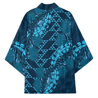 Naval Night Aloha Hawaii Kimono Hawaiian Kakau Ohia Lehua Lei - Polynesian Pride