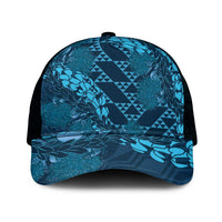 Naval Night Aloha Hawaii Mesh Trucker Cap Hawaiian Kakau Ohia Lehua Lei - Polynesian Pride