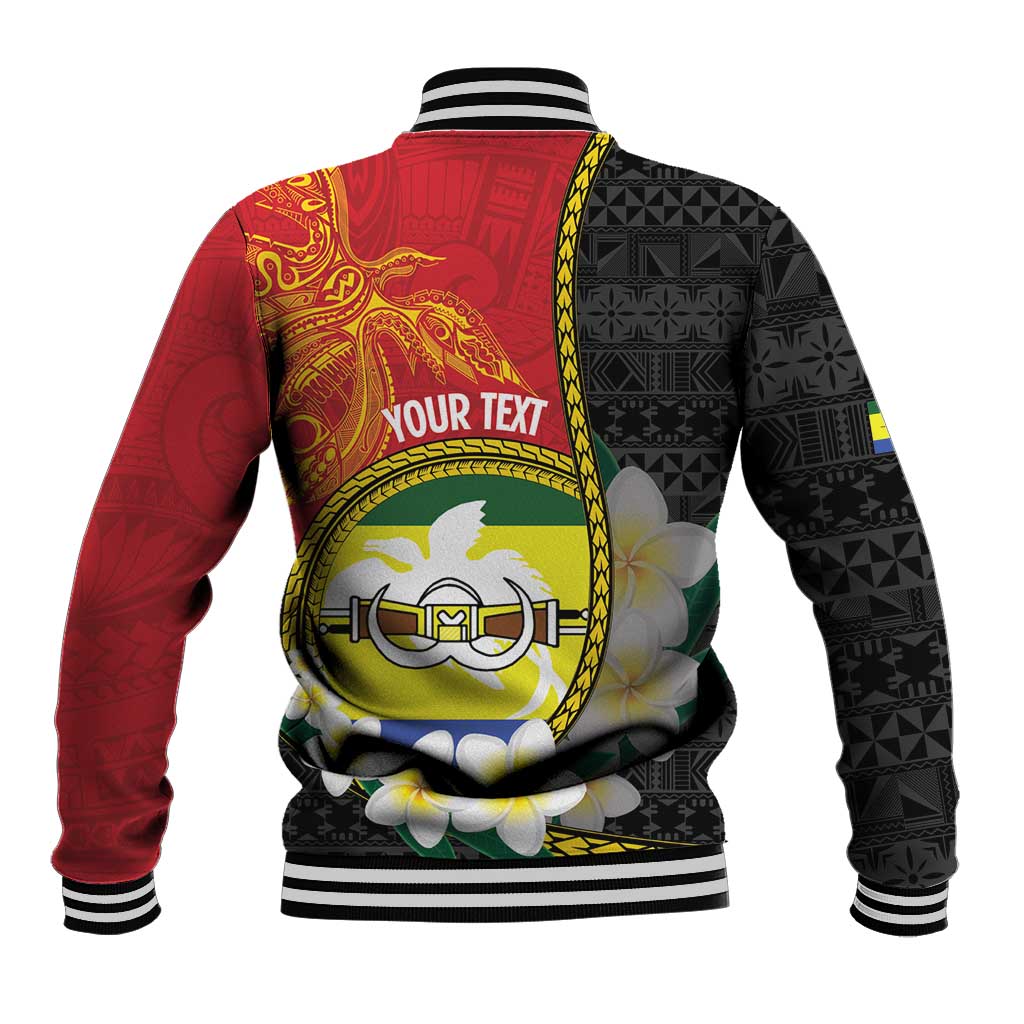 Personalised PNG Morobe Provins Baseball Jacket Papua New Guinea Plumeria Melanesian Pattern - Polynesian Pride