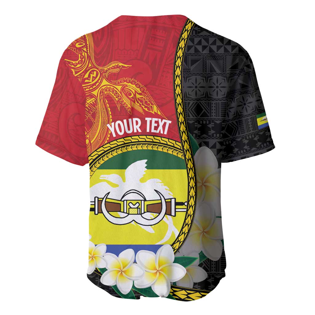 Personalised PNG Morobe Provins Baseball Jersey Papua New Guinea Plumeria Melanesian Pattern - Polynesian Pride