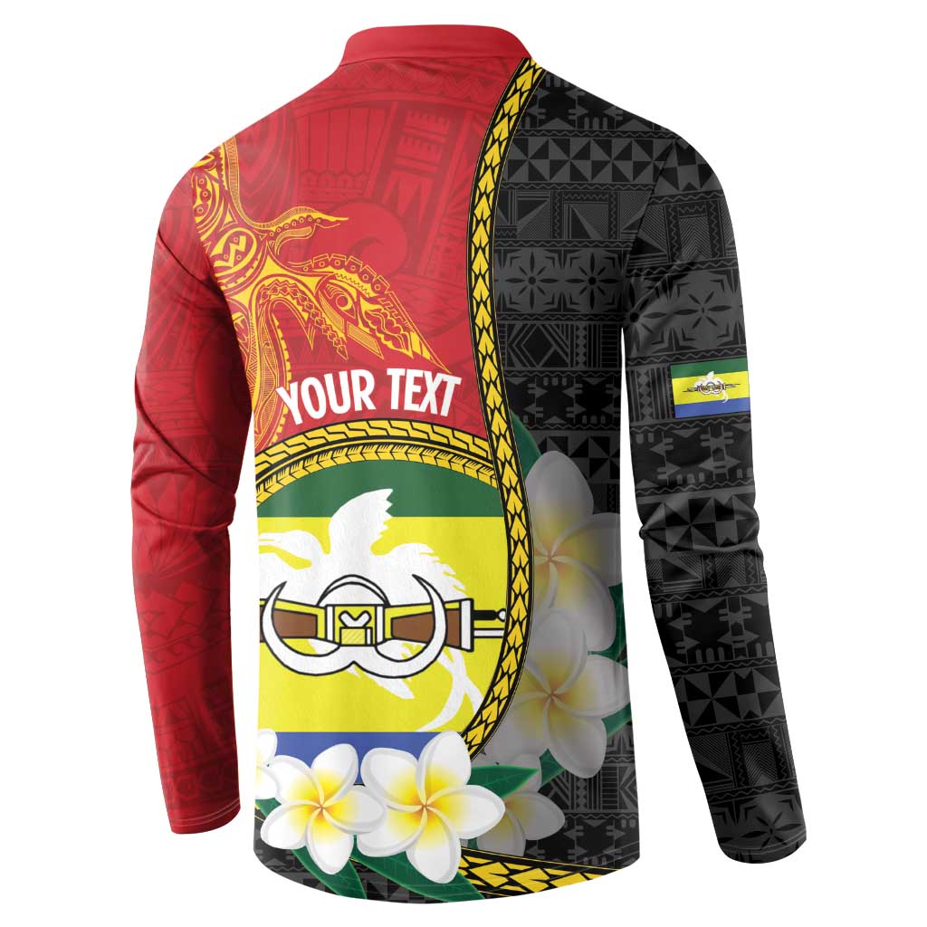 Personalised PNG Morobe Provins Button Sweatshirt Papua New Guinea Plumeria Melanesian Pattern - Polynesian Pride