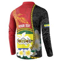 Personalised PNG Morobe Provins Button Sweatshirt Papua New Guinea Plumeria Melanesian Pattern - Polynesian Pride