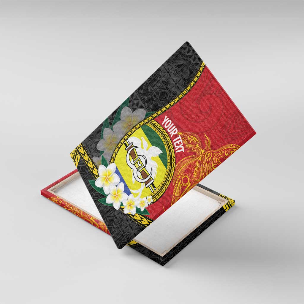 Personalised PNG Morobe Provins Canvas Wall Art Papua New Guinea Plumeria Melanesian Pattern - Polynesian Pride