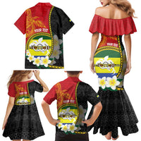 Personalised PNG Morobe Provins Family Matching Mermaid Dress and Hawaiian Shirt Papua New Guinea Plumeria Melanesian Pattern - Polynesian Pride