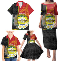 Personalised PNG Morobe Provins Family Matching Puletasi and Hawaiian Shirt Papua New Guinea Plumeria Melanesian Pattern LT14 - Polynesian Pride