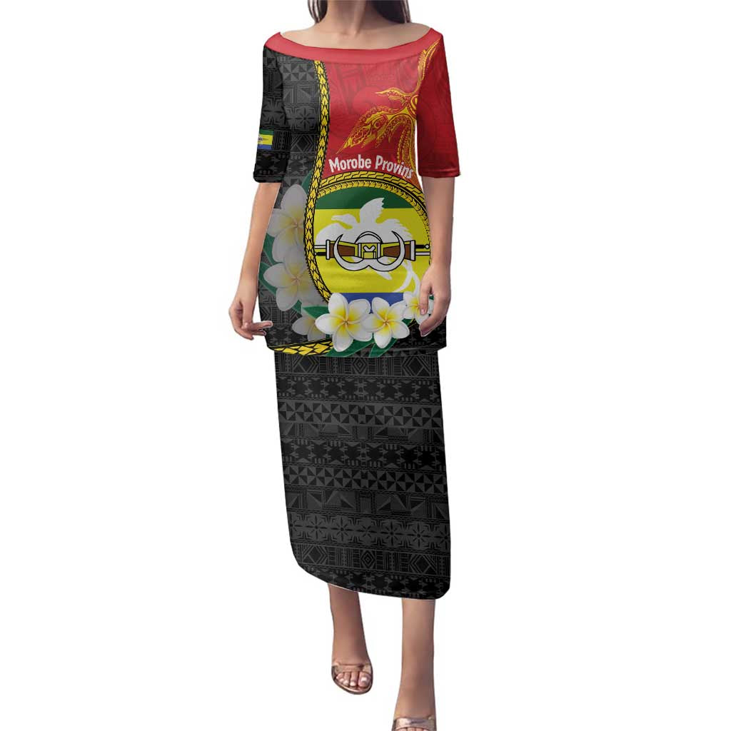 Personalised PNG Morobe Provins Family Matching Puletasi and Hawaiian Shirt Papua New Guinea Plumeria Melanesian Pattern LT14 Mom's Dress Red - Polynesian Pride