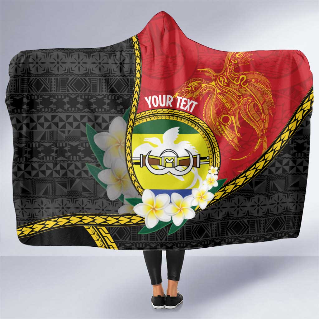 Personalised PNG Morobe Provins Hooded Blanket Papua New Guinea Plumeria Melanesian Pattern - Polynesian Pride