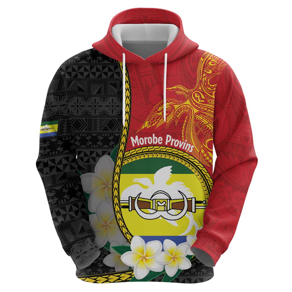 Personalised PNG Morobe Provins Hoodie Papua New Guinea Plumeria Melanesian Pattern - Polynesian Pride