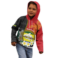 Personalised PNG Morobe Provins Kid Hoodie Papua New Guinea Plumeria Melanesian Pattern - Polynesian Pride