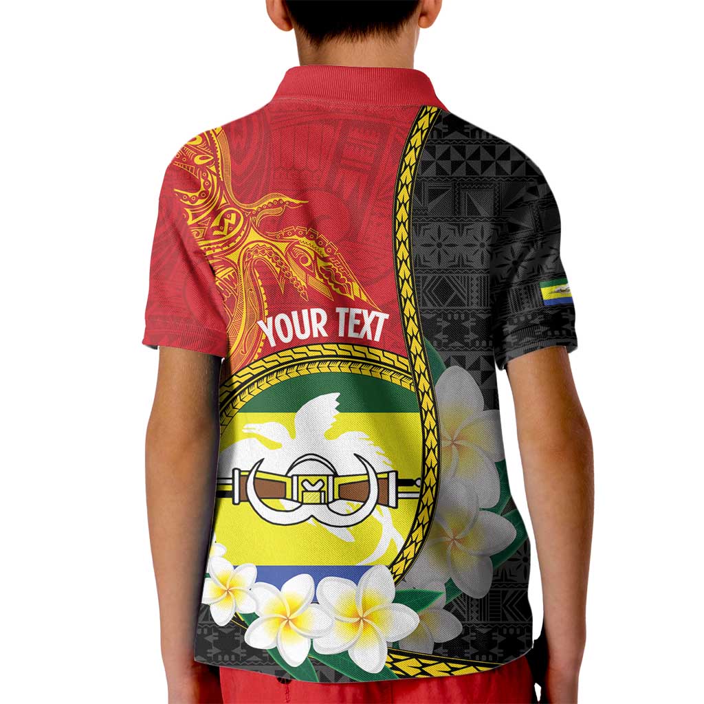 Personalised PNG Morobe Provins Kid Polo Shirt Papua New Guinea Plumeria Melanesian Pattern - Polynesian Pride