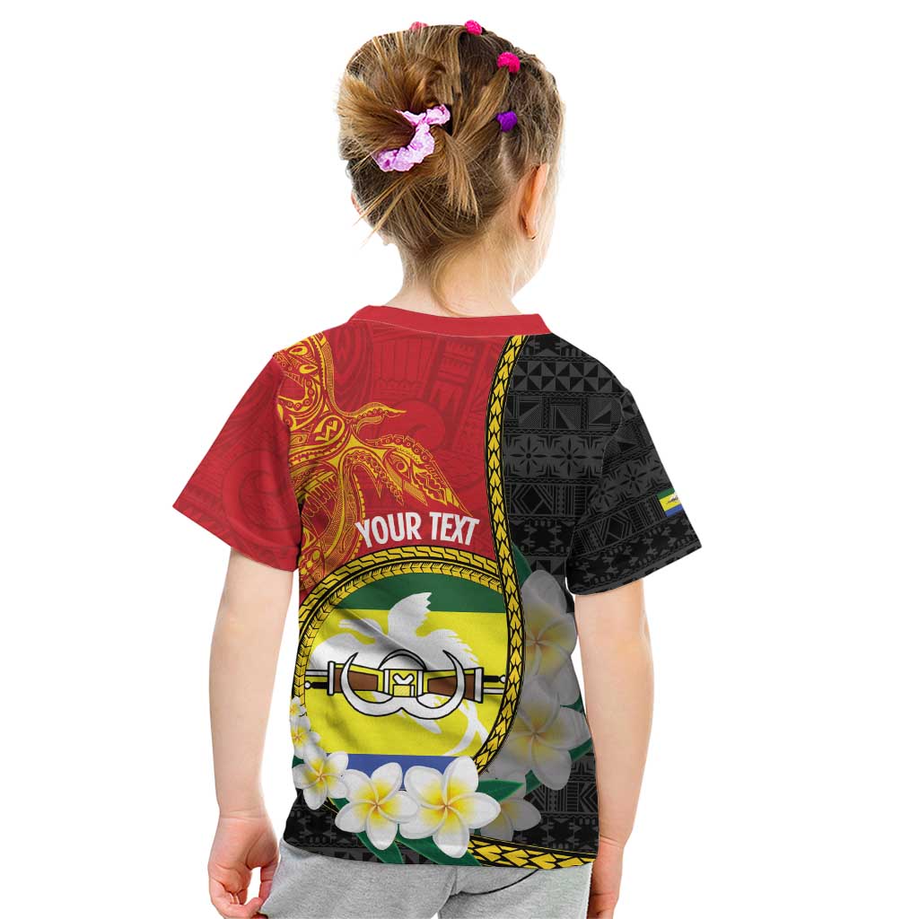 Personalised PNG Morobe Provins Kid T Shirt Papua New Guinea Plumeria Melanesian Pattern - Polynesian Pride