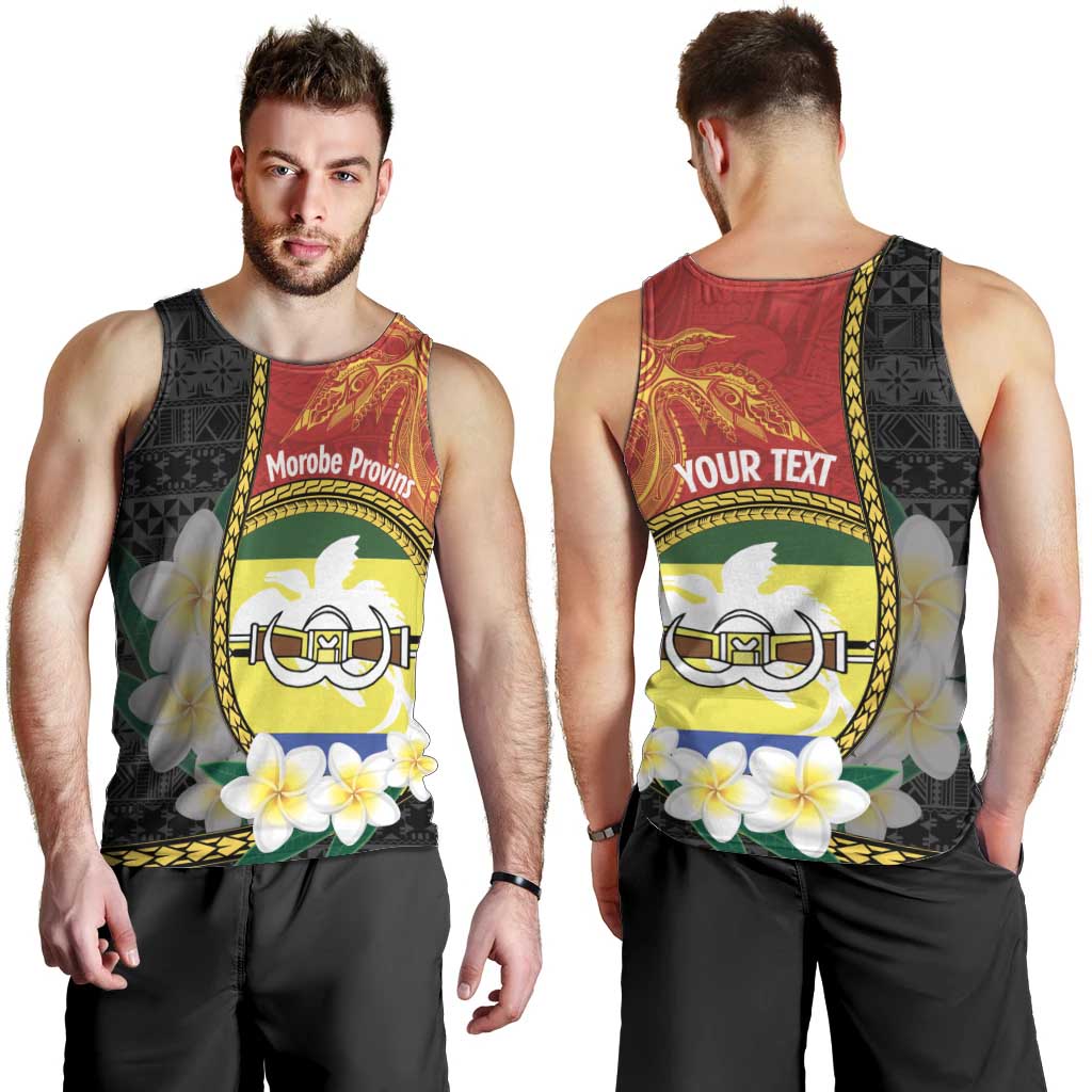 Personalised PNG Morobe Provins Men Tank Top Papua New Guinea Plumeria Melanesian Pattern - Polynesian Pride