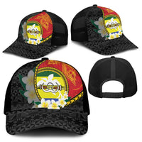 PNG Morobe Provins Mesh Trucker Cap Papua New Guinea Plumeria Melanesian Pattern - Polynesian Pride