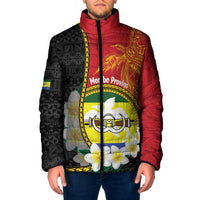 Personalised PNG Morobe Provins Padded Jacket Papua New Guinea Plumeria Melanesian Pattern - Polynesian Pride