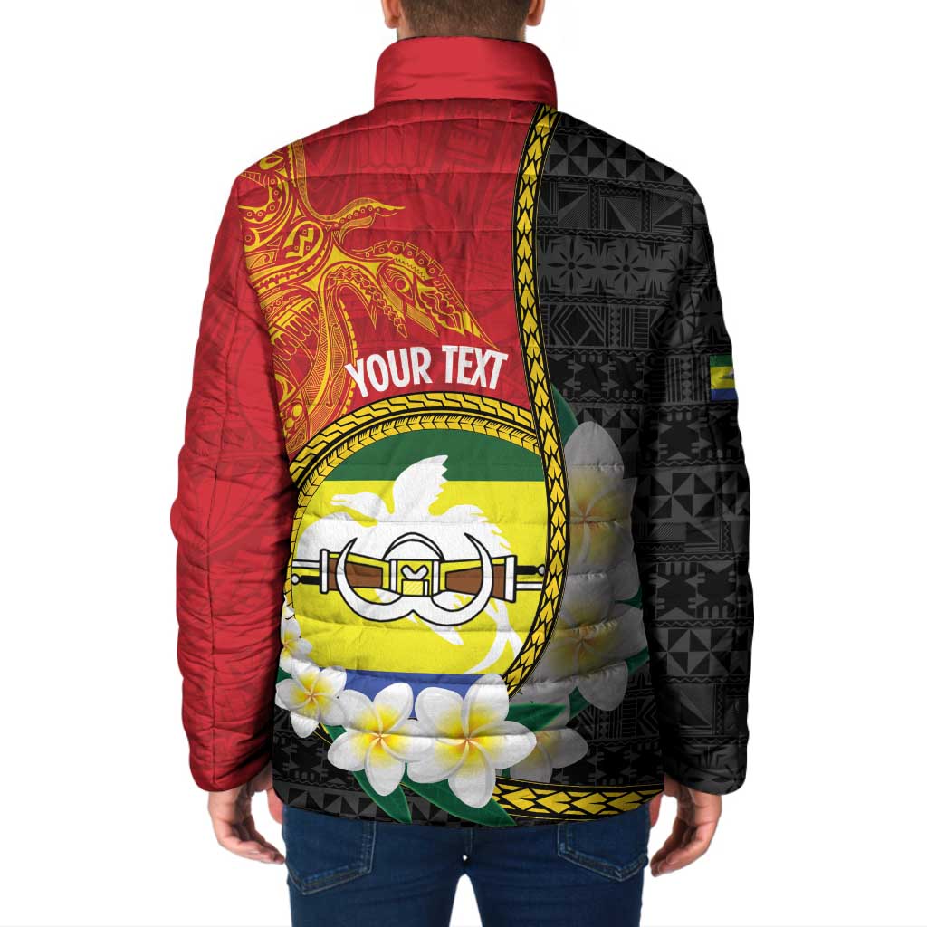 Personalised PNG Morobe Provins Padded Jacket Papua New Guinea Plumeria Melanesian Pattern - Polynesian Pride