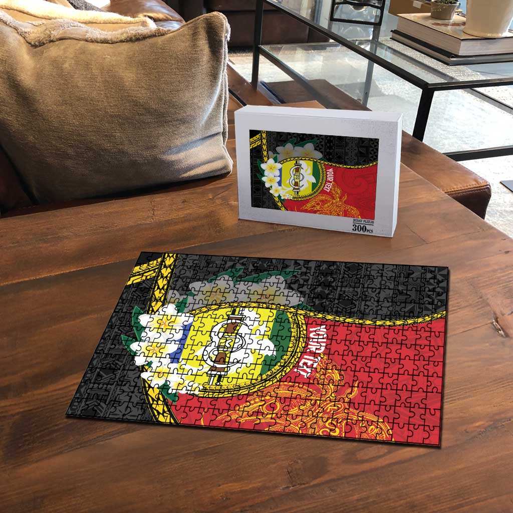 Personalised PNG Morobe Provins Puzzle Papua New Guinea Plumeria Melanesian Pattern - Polynesian Pride