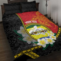 Personalised PNG Morobe Provins Quilt Bed Set Papua New Guinea Plumeria Melanesian Pattern - Polynesian Pride