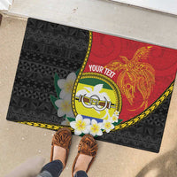 Personalised PNG Morobe Provins Rubber Doormat Papua New Guinea Plumeria Melanesian Pattern - Polynesian Pride
