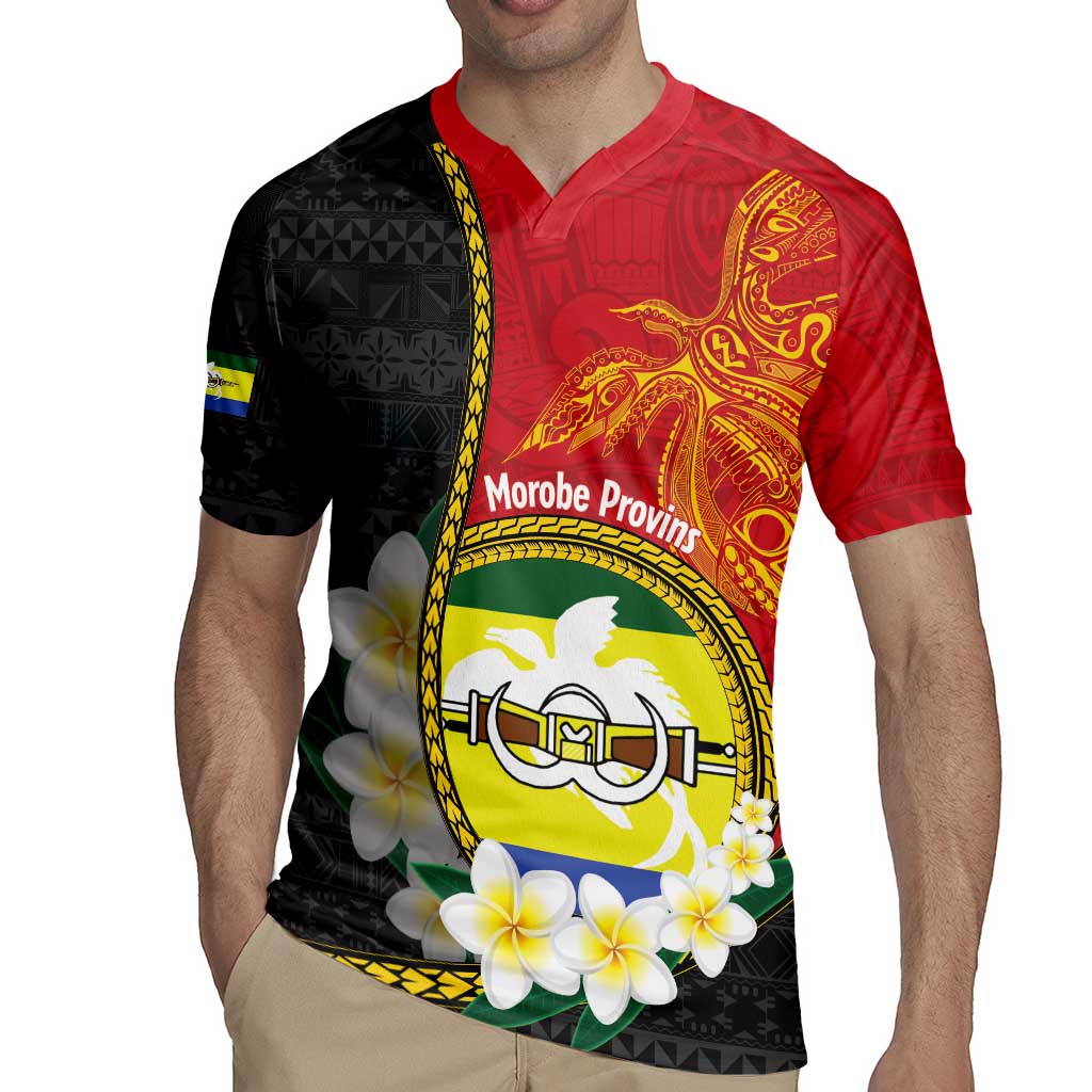 Personalised PNG Morobe Provins Rugby Jersey Papua New Guinea Plumeria Melanesian Pattern - Polynesian Pride