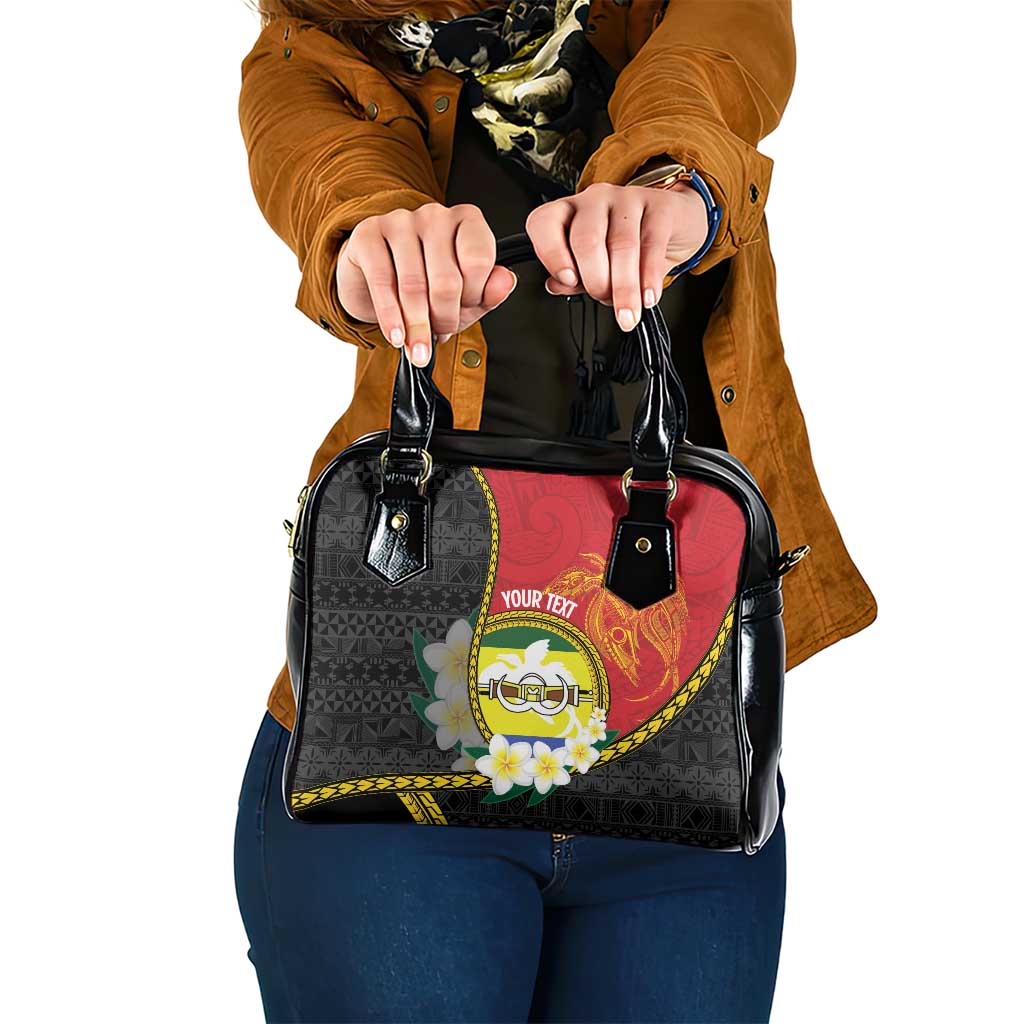 Personalised PNG Morobe Provins Shoulder Handbag Papua New Guinea Plumeria Melanesian Pattern - Polynesian Pride