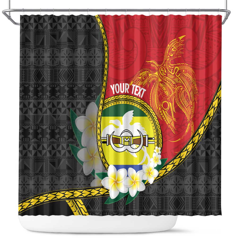 Personalised PNG Morobe Provins Shower Curtain Papua New Guinea Plumeria Melanesian Pattern - Polynesian Pride