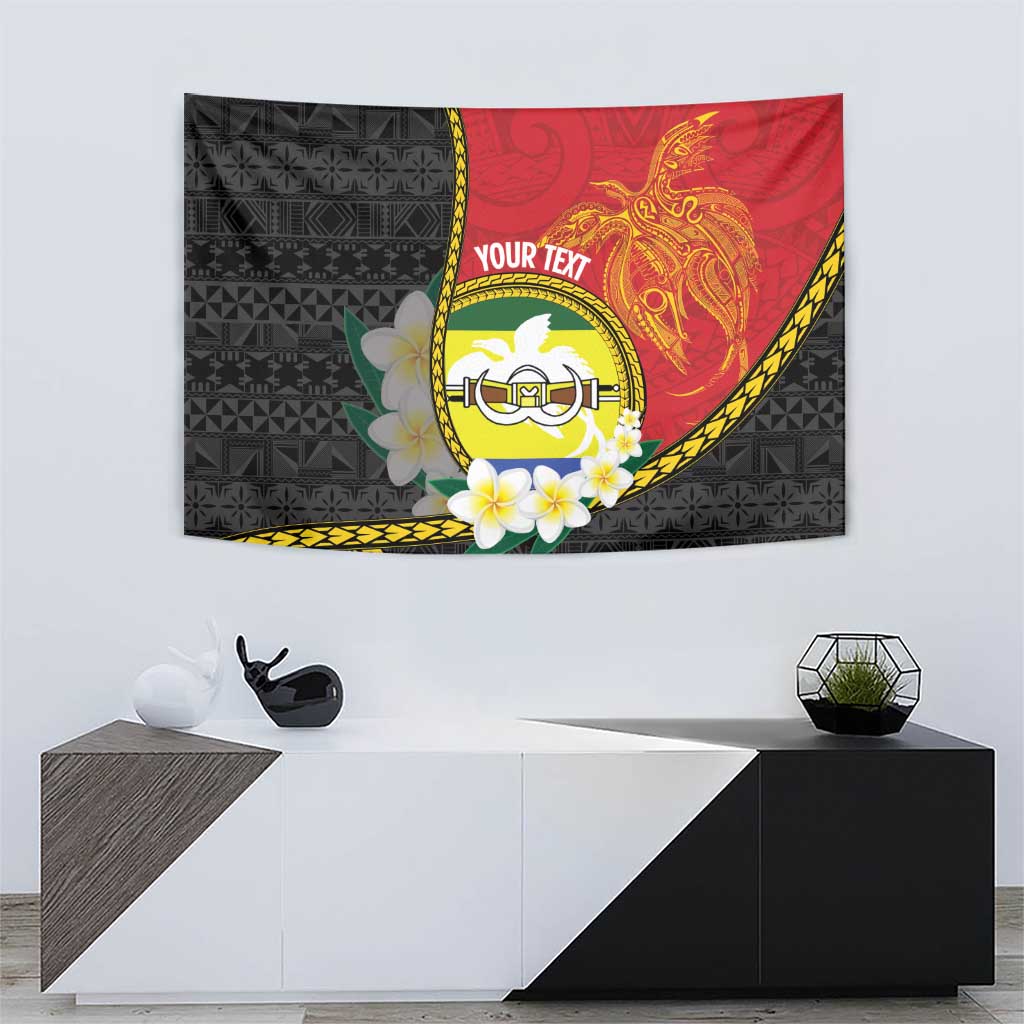 Personalised PNG Morobe Provins Tapestry Papua New Guinea Plumeria Melanesian Pattern - Polynesian Pride