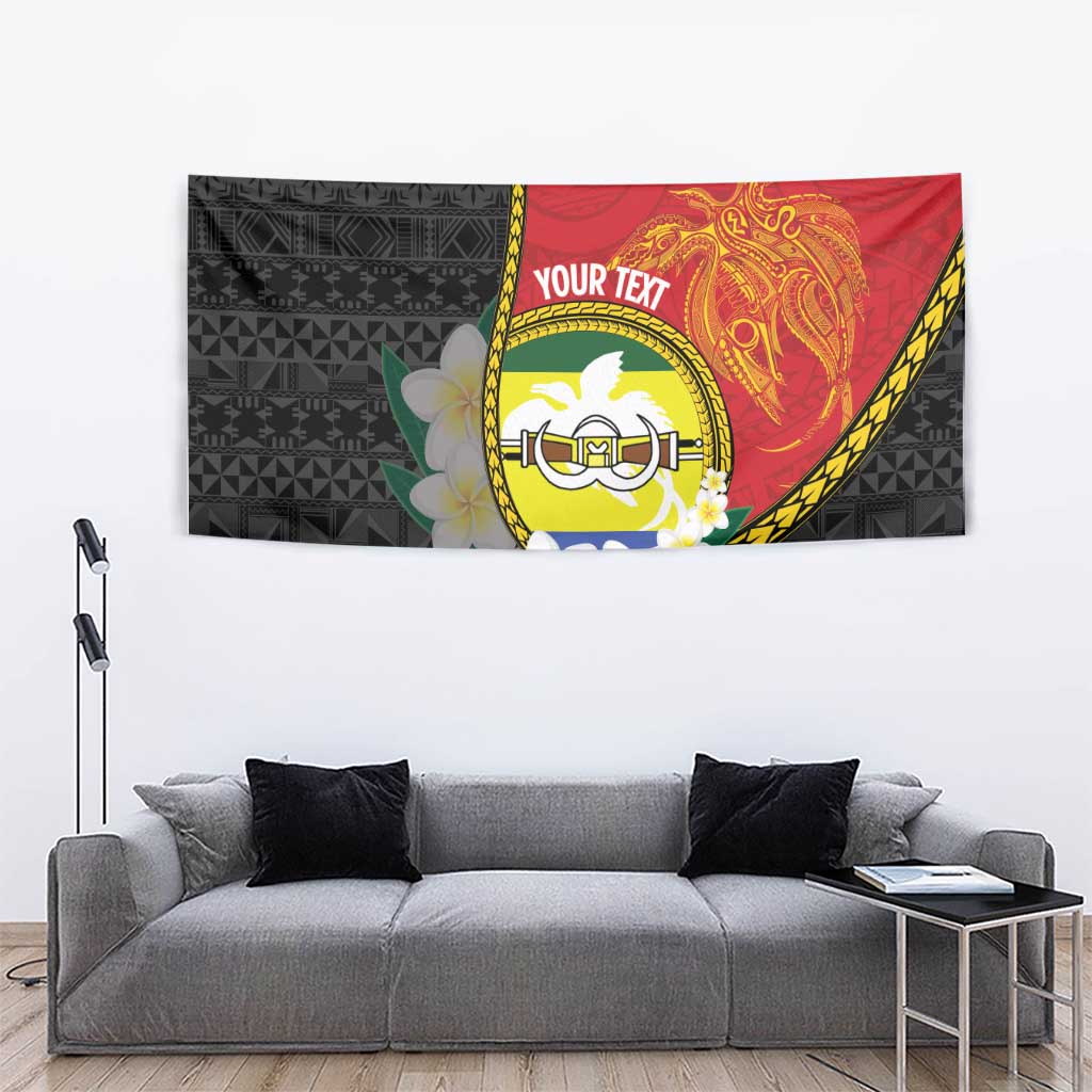 Personalised PNG Morobe Provins Tapestry Papua New Guinea Plumeria Melanesian Pattern - Polynesian Pride