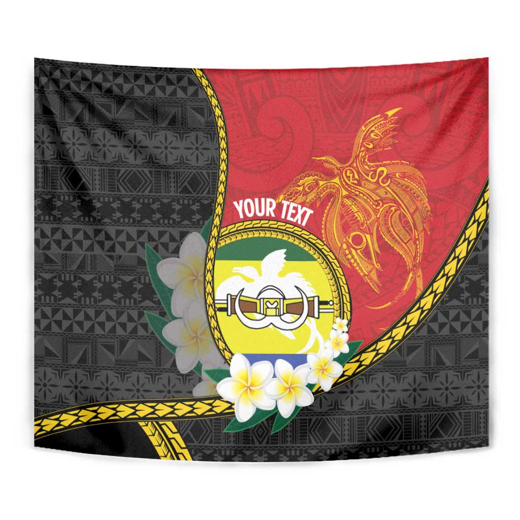 Personalised PNG Morobe Provins Tapestry Papua New Guinea Plumeria Melanesian Pattern - Polynesian Pride