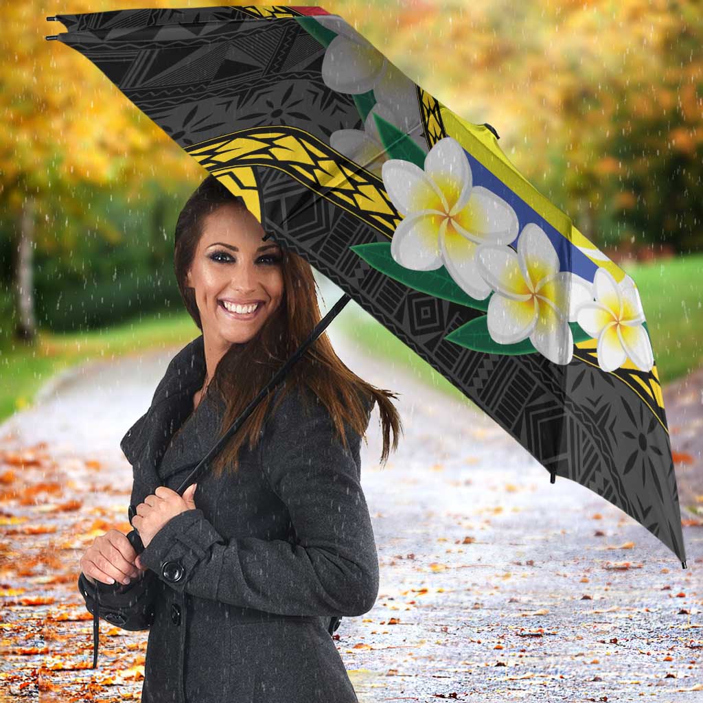 Personalised PNG Morobe Provins Umbrella Papua New Guinea Plumeria Melanesian Pattern - Polynesian Pride