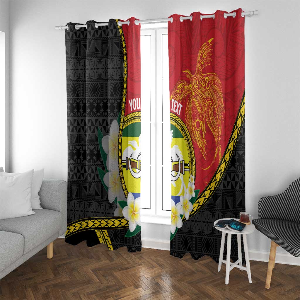 Personalised PNG Morobe Provins Window Curtain Papua New Guinea Plumeria Melanesian Pattern - Polynesian Pride