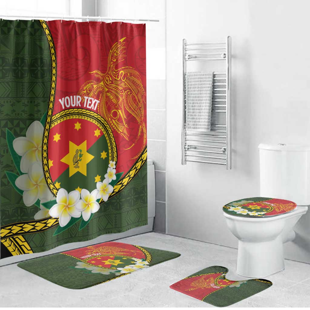 Personalised PNG Isten Hailans Provins Bathroom Set Papua New Guinea Plumeria Melanesian Pattern - Polynesian Pride