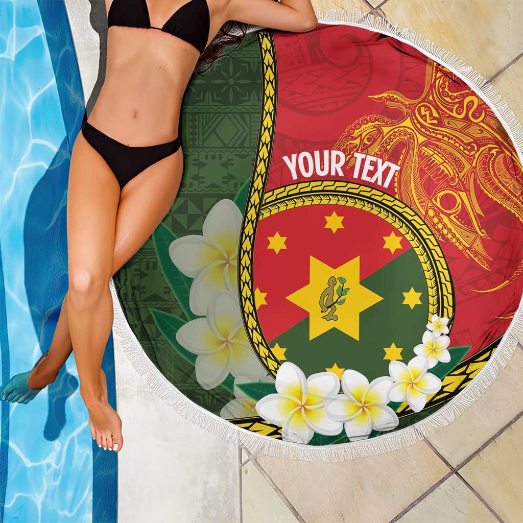 Personalised PNG Isten Hailans Provins Beach Blanket Papua New Guinea Plumeria Melanesian Pattern - Polynesian Pride