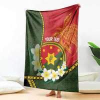 Personalised PNG Isten Hailans Provins Blanket Papua New Guinea Plumeria Melanesian Pattern - Polynesian Pride