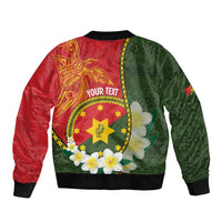 Personalised PNG Isten Hailans Provins Bomber Jacket Papua New Guinea Plumeria Melanesian Pattern - Polynesian Pride