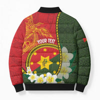 Personalised PNG Isten Hailans Provins Bomber Puffer Jacket Papua New Guinea Plumeria Melanesian Pattern - Polynesian Pride