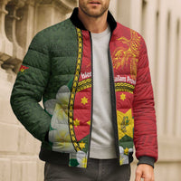 Personalised PNG Isten Hailans Provins Bomber Puffer Jacket Papua New Guinea Plumeria Melanesian Pattern - Polynesian Pride