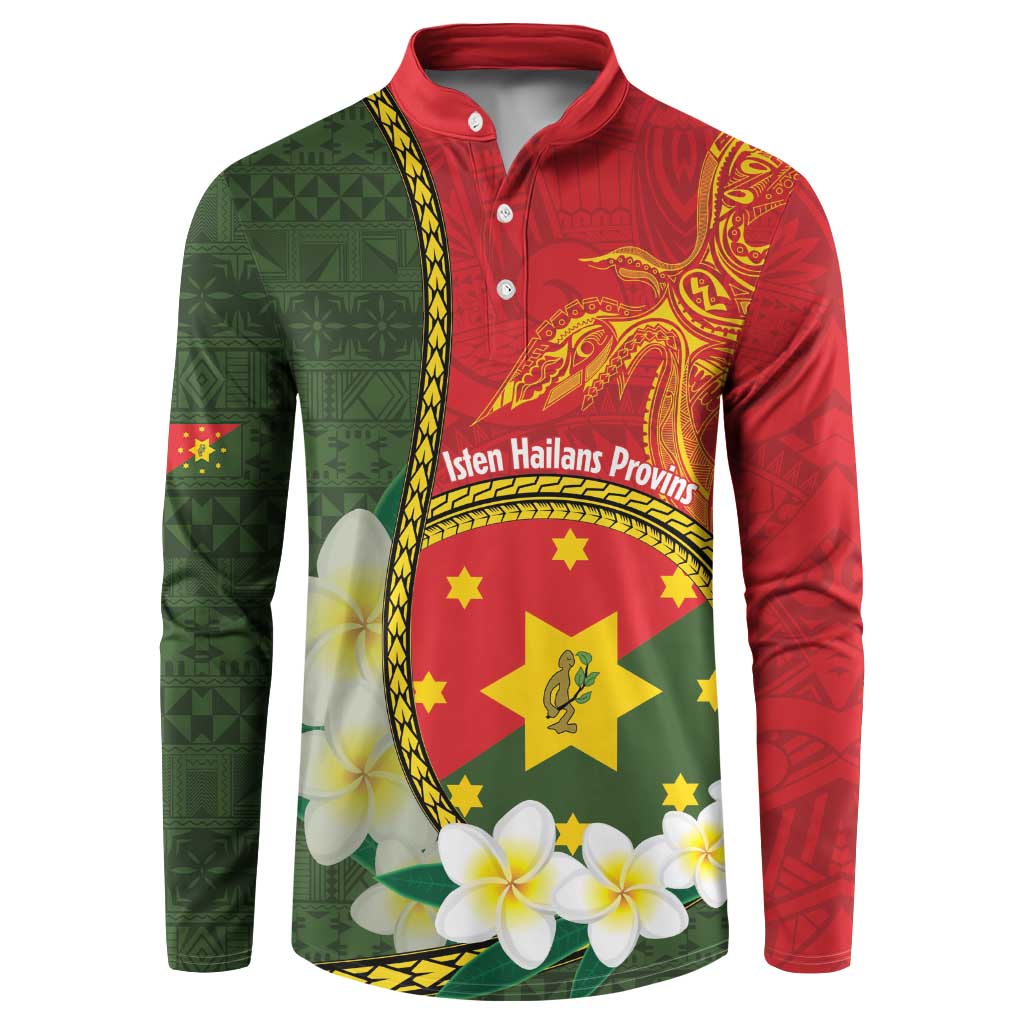 Personalised PNG Isten Hailans Provins Button Sweatshirt Papua New Guinea Plumeria Melanesian Pattern - Polynesian Pride