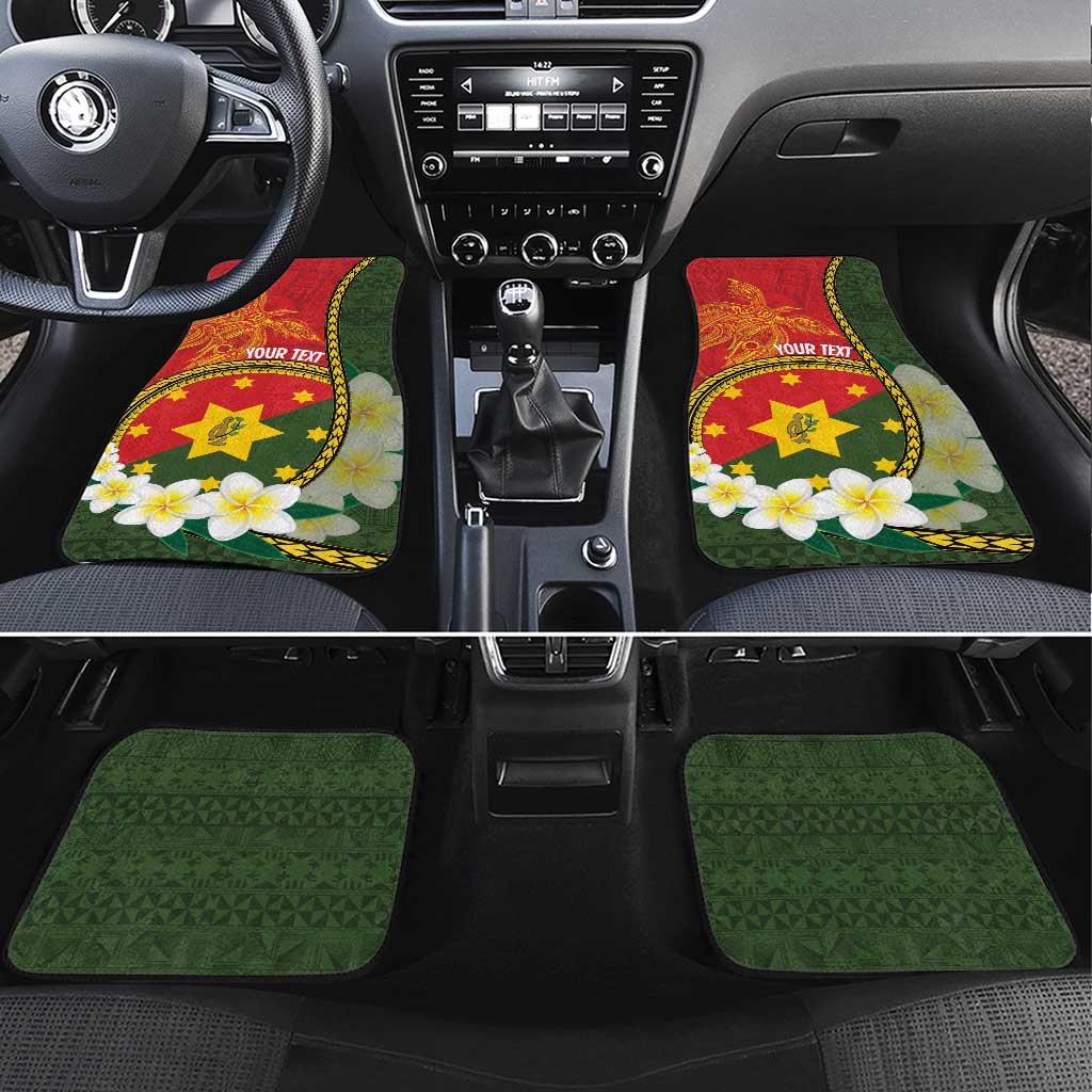 Personalised PNG Isten Hailans Provins Car Mats Papua New Guinea Plumeria Melanesian Pattern - Polynesian Pride