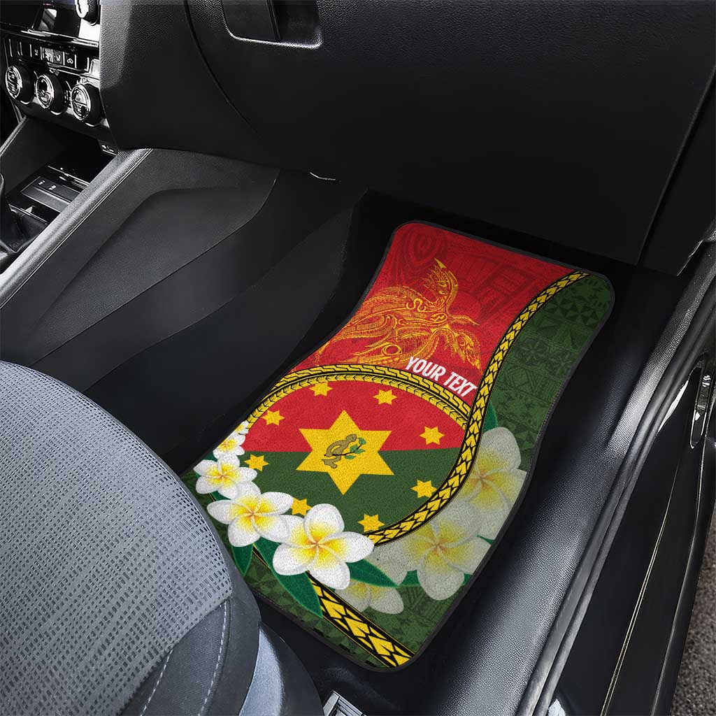Personalised PNG Isten Hailans Provins Car Mats Papua New Guinea Plumeria Melanesian Pattern - Polynesian Pride