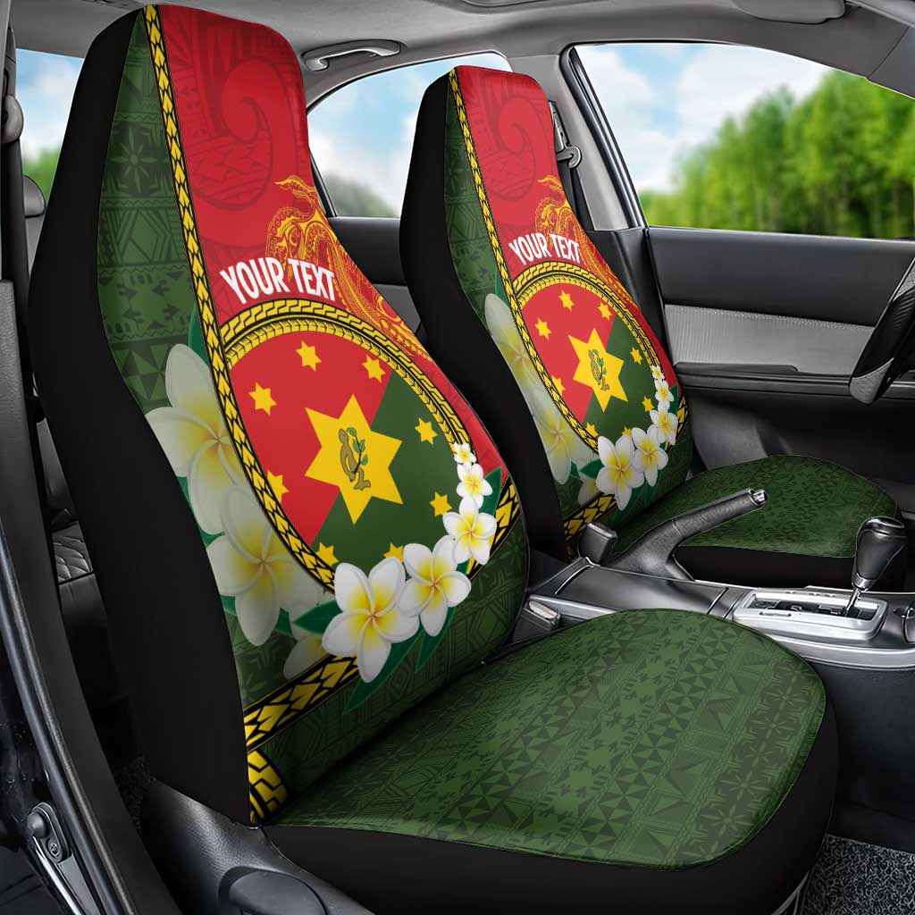 Personalised PNG Isten Hailans Provins Car Seat Cover Papua New Guinea Plumeria Melanesian Pattern - Polynesian Pride