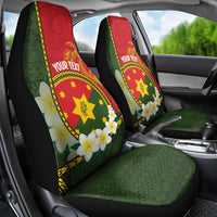 Personalised PNG Isten Hailans Provins Car Seat Cover Papua New Guinea Plumeria Melanesian Pattern - Polynesian Pride