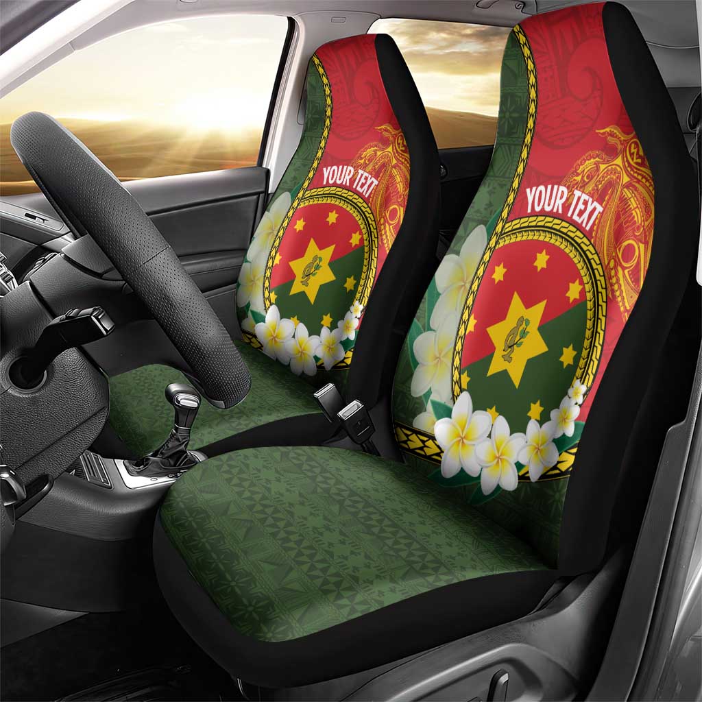 Personalised PNG Isten Hailans Provins Car Seat Cover Papua New Guinea Plumeria Melanesian Pattern - Polynesian Pride