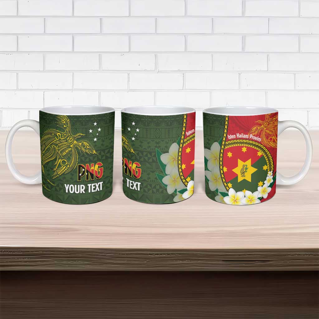 Personalised PNG Isten Hailans Provins Ceramic Mug Papua New Guinea Plumeria Melanesian Pattern - Polynesian Pride