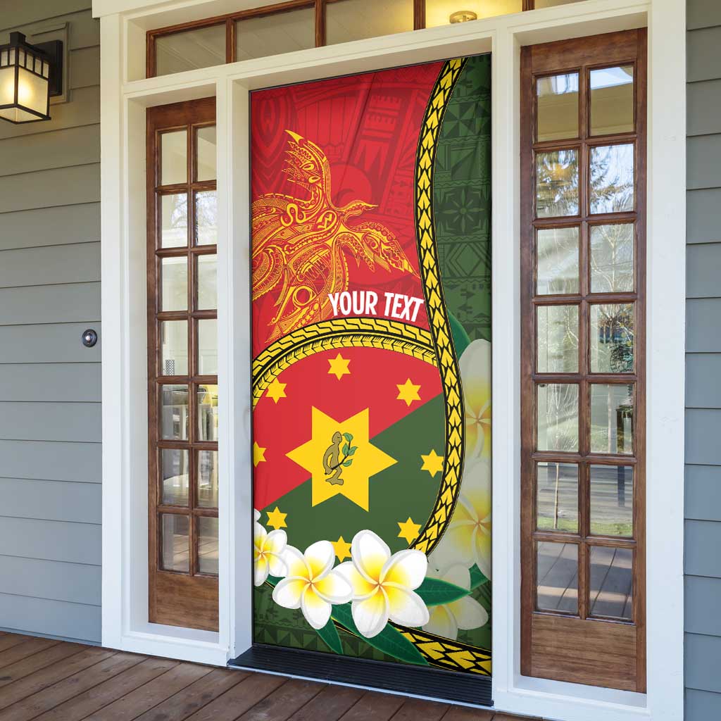 Personalised PNG Isten Hailans Provins Door Cover Papua New Guinea Plumeria Melanesian Pattern - Polynesian Pride