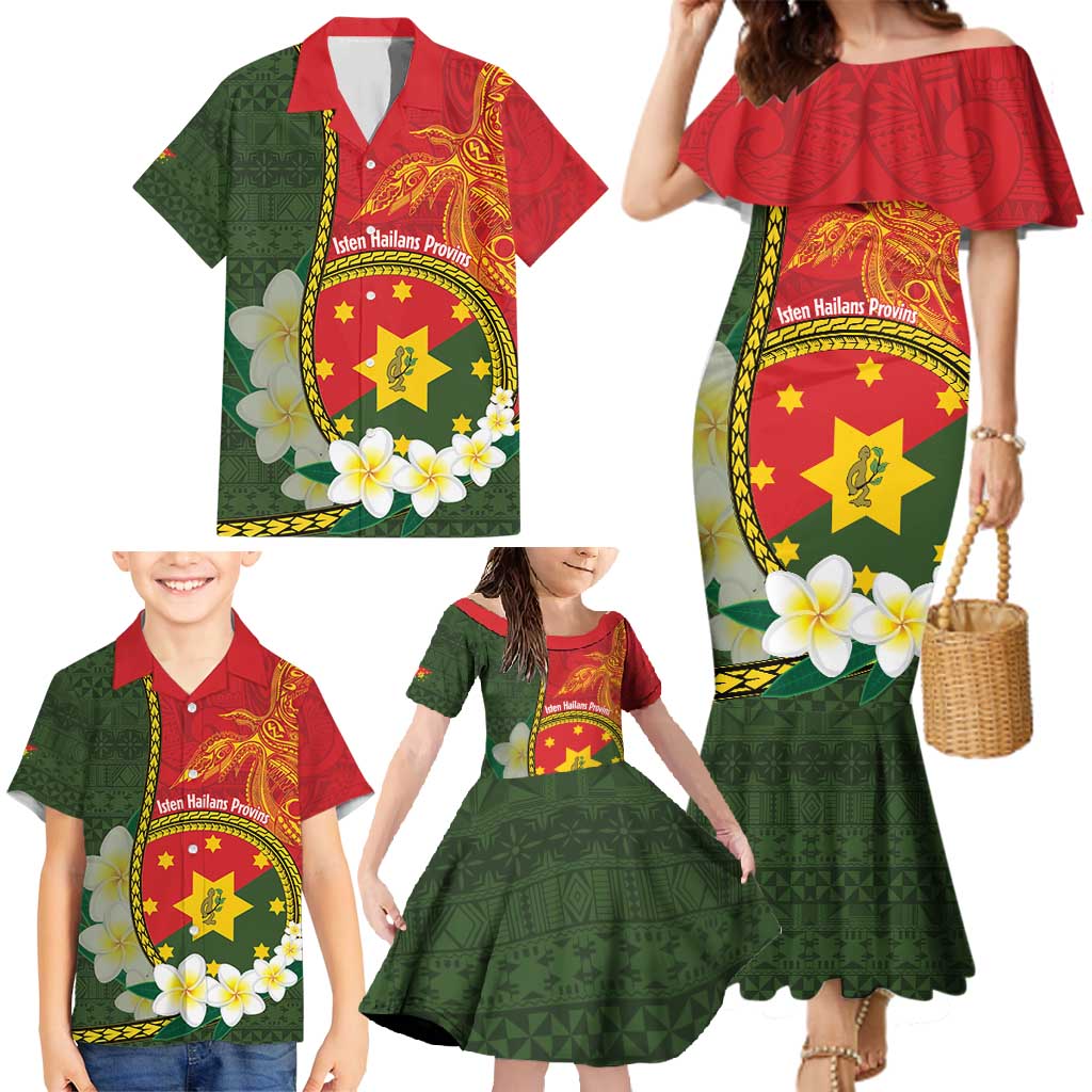 Personalised PNG Isten Hailans Provins Family Matching Mermaid Dress and Hawaiian Shirt Papua New Guinea Plumeria Melanesian Pattern LT14 - Polynesian Pride