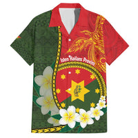 Personalised PNG Isten Hailans Provins Family Matching Off Shoulder Short Dress and Hawaiian Shirt Papua New Guinea Plumeria Melanesian Pattern LT14 Dad's Shirt - Short Sleeve Green - Polynesian Pride