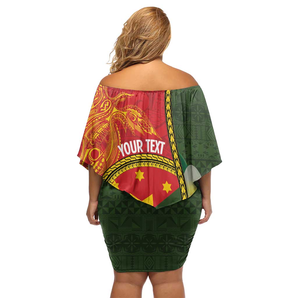 Personalised PNG Isten Hailans Provins Family Matching Off Shoulder Short Dress and Hawaiian Shirt Papua New Guinea Plumeria Melanesian Pattern LT14 - Polynesian Pride