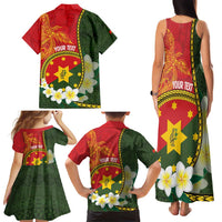 Personalised PNG Isten Hailans Provins Family Matching Tank Maxi Dress and Hawaiian Shirt Papua New Guinea Plumeria Melanesian Pattern - Polynesian Pride